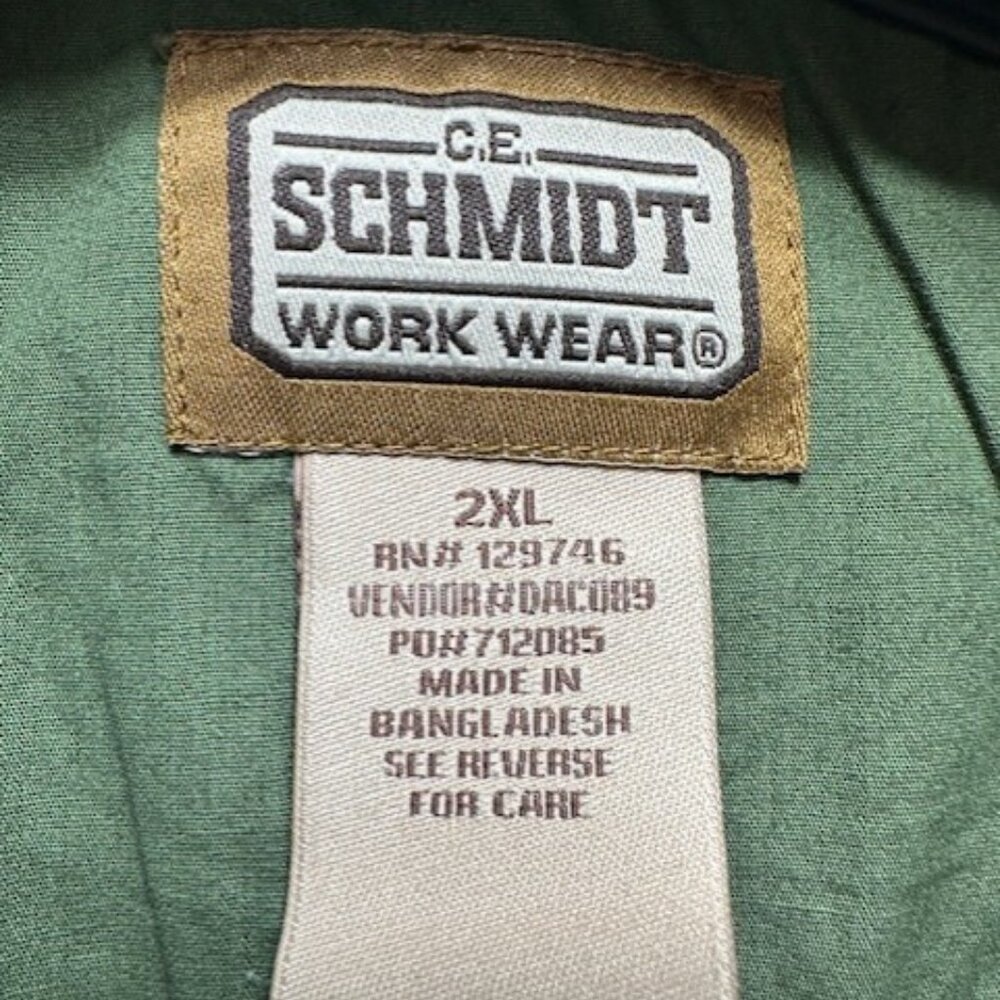 C.E Schmidt Work Wear green pearl snap button shirt 2XL 100% cotton - Picture 3 of 4